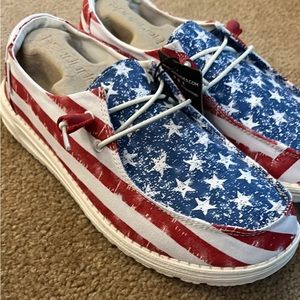 Hey dudes red white and blue flag brand new